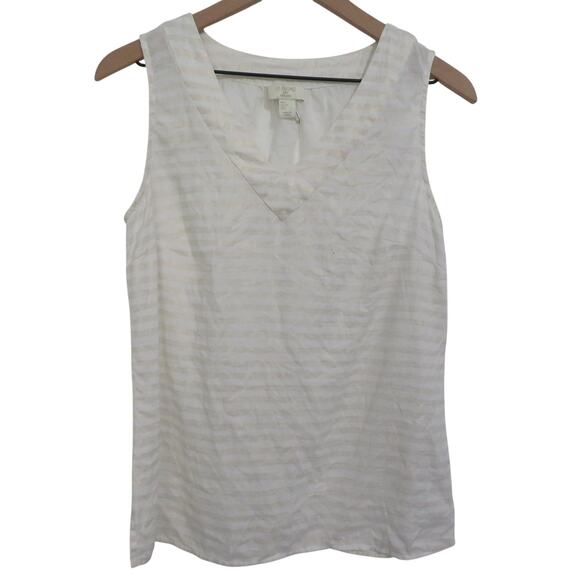 St. Tropez Womens Sz S Cream Gold Stripe Sleeveless Linen Top - Picture 1 of 5